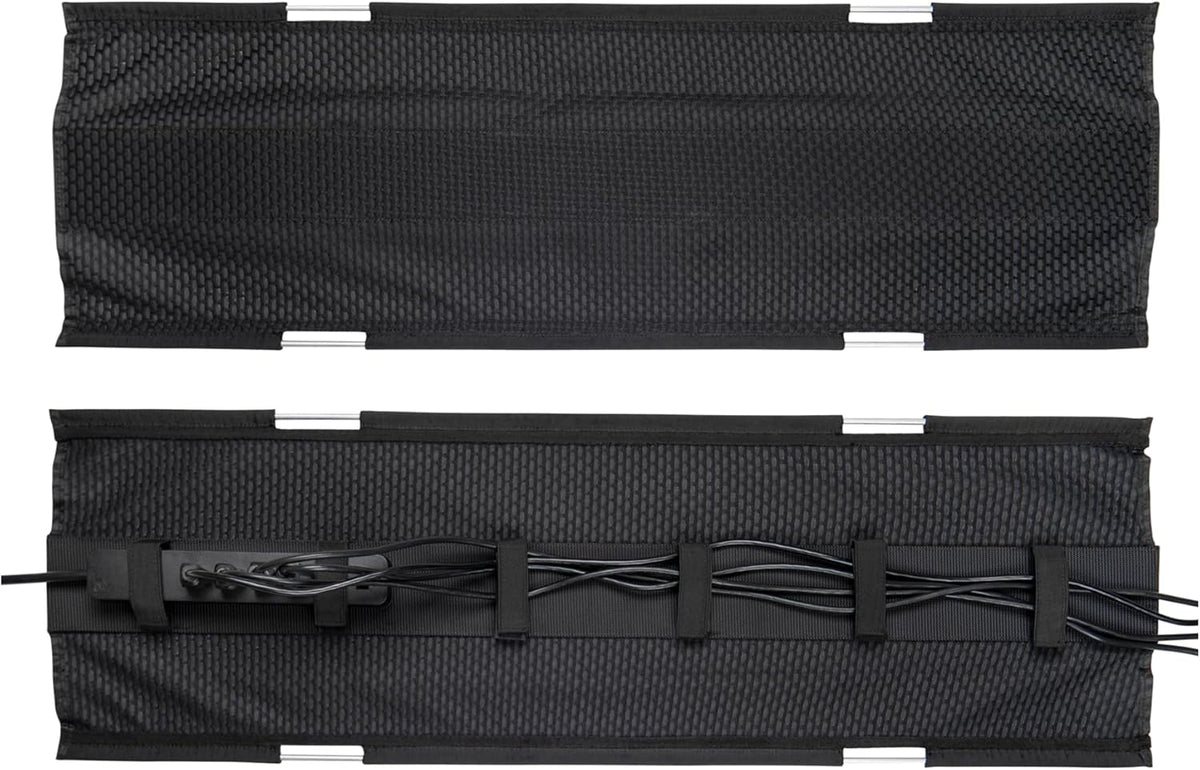PERFECT POSTURE Mesh Cable Organizer – Under Desk Cable Management with Adjustable Straps, Flexible Mesh, Easy-Access Design, & Standing Desk Compatible – 37.4” (Black)