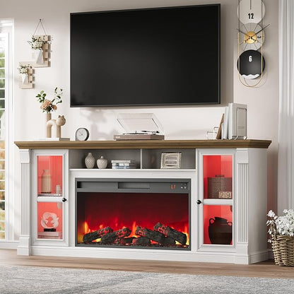 Farmhouse Fireplace TV Stand Up to 80" TVs, Media Console