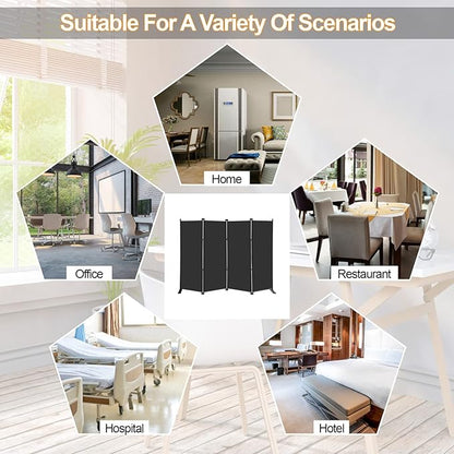 MAYOLIAH 4 Panel Room Divider Screen 6Ft Tall Foldable Privacy Dividers Indoor