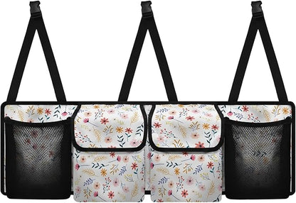 Trunk Organizer for Car Women Flower Backseat Car Organizer for SUV/MPV/Truck, Space-Saving Adjustable Trunk Storage Bag with 4 Pockets, Esay to Install