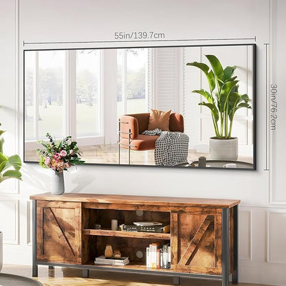Black Bathroom Mirror for Wall, 55x30 Inch Rectangle Mirrors