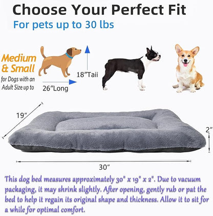 30 Inch Dog Crate Pad Washable Ultra Soft 30 x 19 Dog Bed for Medium Breeds up to 30 lbs,Cozy Kennel Mat for Crates with Anti-Slip Bottom Pet Sleeping Mattress,Dark Grey