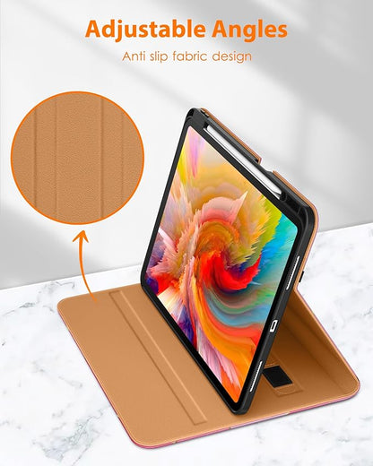 DTTO for iPad Pro 13 inch Case (M5/M4) 2025/2024, Premium Leather Business Folio Stand Cover with Pencil Holder - Auto Wake/Sleep & Multiple Viewing Angles, Built in Hand Strap & Pocket, Polygons