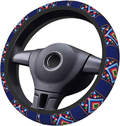 Norwegian Traditional Pattern Neoprene Steering Wheel Covers Women Men Car Accessories, Universal 15 Inch Fit Auto, Suvs, Truck