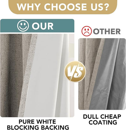 H.VERSAILTEX Linen Blackout Curtains Durable Thick Textured Linen Look 100%