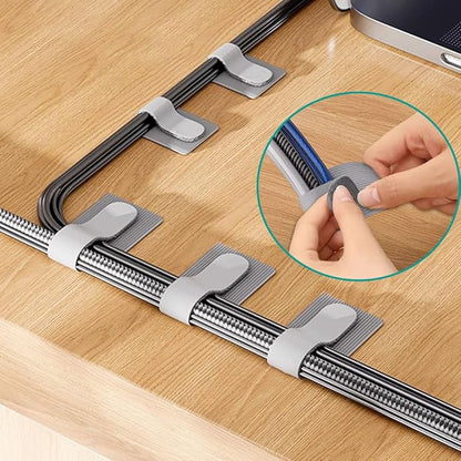 Cord Organizer Cable Management 45 Pack Adhesive Cord Holder Hooks Clips Reusable Holder Straps Strips 2 Size for Under Desk Charging Cords Appliance