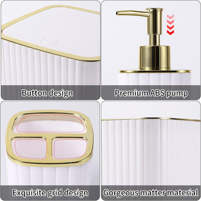 26PC Bathroom Set - Gorgeous White Bathroom Set, Bathroom Accessories Set, Pink Shower Curtain Set with Bathtub Mats for Shower Tub