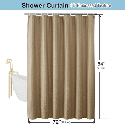 Aiyufeng Taupe Shower Curtain for Bathroom, Embossed Textured Fabric Shower Curtain for Bathroom - Soft Cloth & Hotel Spa, Machine Washable, 72X84,Taupe