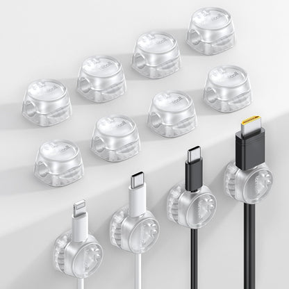 12Pack Cord Organizer [1s Lock] Spring Cable Holder Clips - Lamicall Desk Cord Management Clips, [Smooth Adjustable] Phone Charger Cable, Adhesive Wire Keeper for Nightstand Wall Car Office