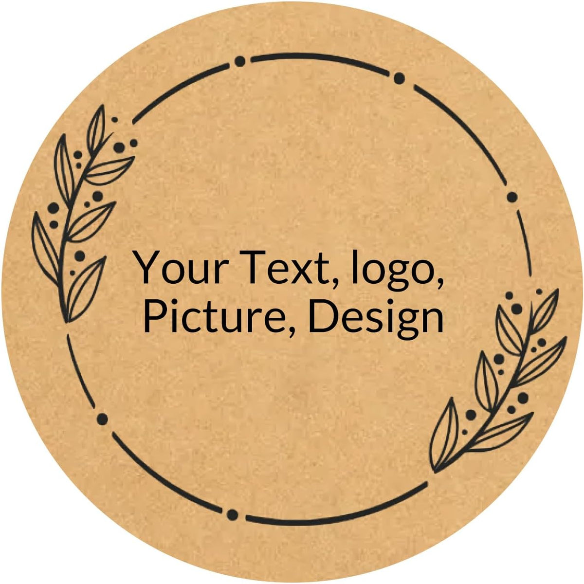 Custom Stickers Kraft Paper Labels Personalized Withe Text, Business Logo Customized Food Jars Labels Bakery Label Sticker Package Favor Canning Circle 100pcs (Style 1)