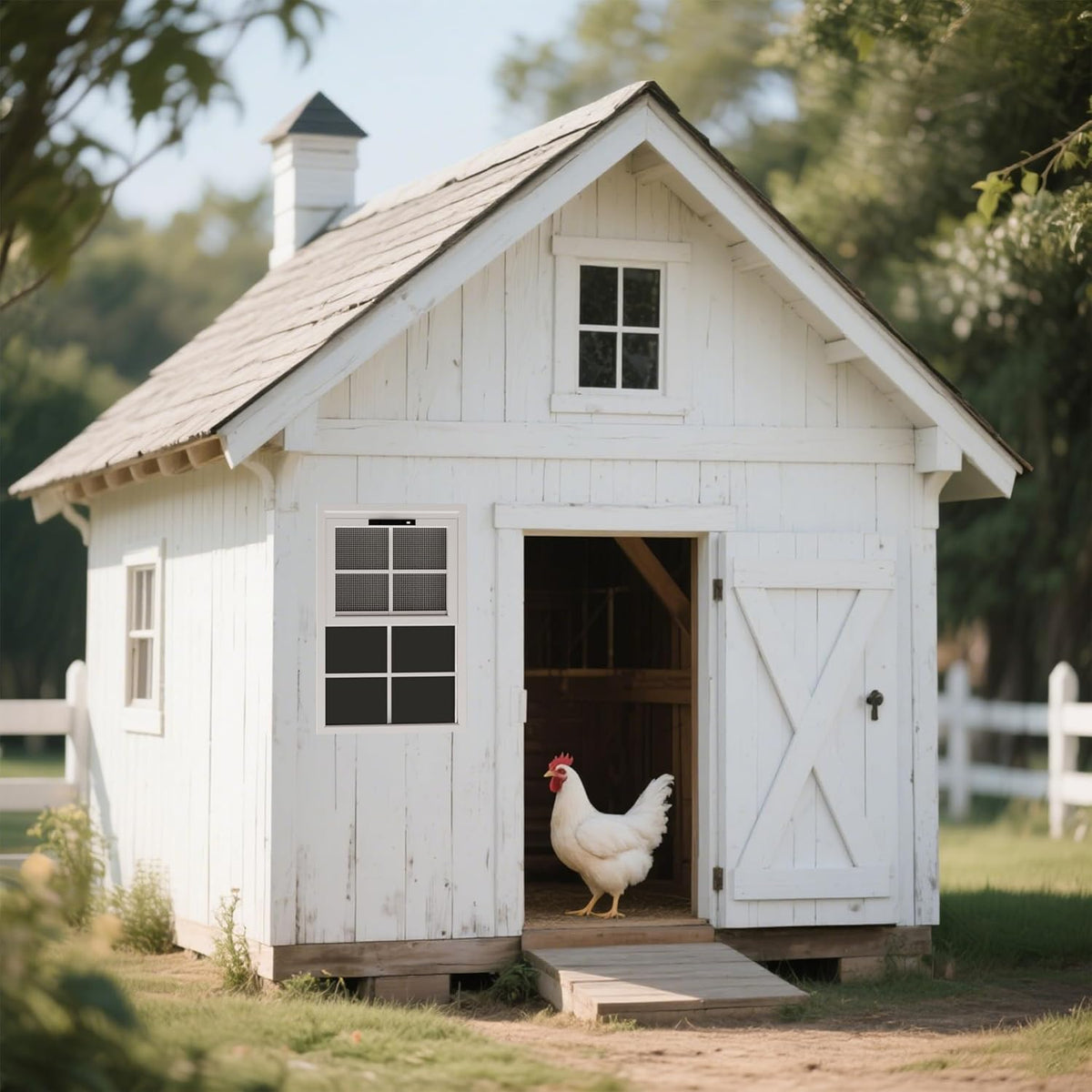 2 Pack 12" x 18"Shed Window, with Tempered Glass and Fiberglass Screen for Shed, Chicken Coop, Playhouse, Household, Garage