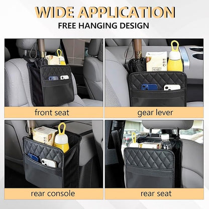 Car Seat Back Organizer,Seat Back Hanging Bag,Waterproof Leather Backseat Storage Pocket,Multipurpose Backseat Organizer,Auto Travel Essentials Accessories for Kids & Adults for Most Vehicles