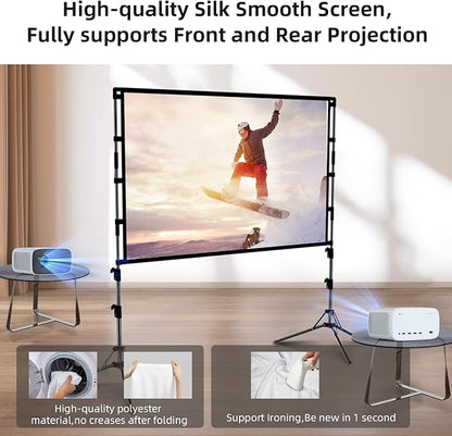 Projector Screen and Stand, GAINVANE 120 inch Portable Projector Screen Indoor