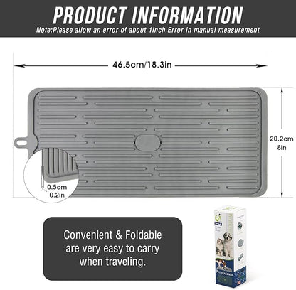 Dahaiwua Pet Food Mat,Mat for Prevent Food and Water Overflow,Portable and Foldable Mat,Suitable for Medium and Small Pet Pet Placemat for Dog and Cat（Dark Grey）