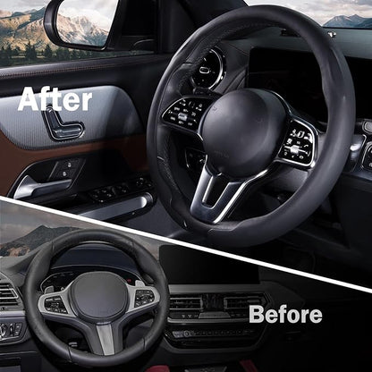 Steering Wheel Cover Thin Car Steering Wheel Accessories Universal Snap On Protector, Black