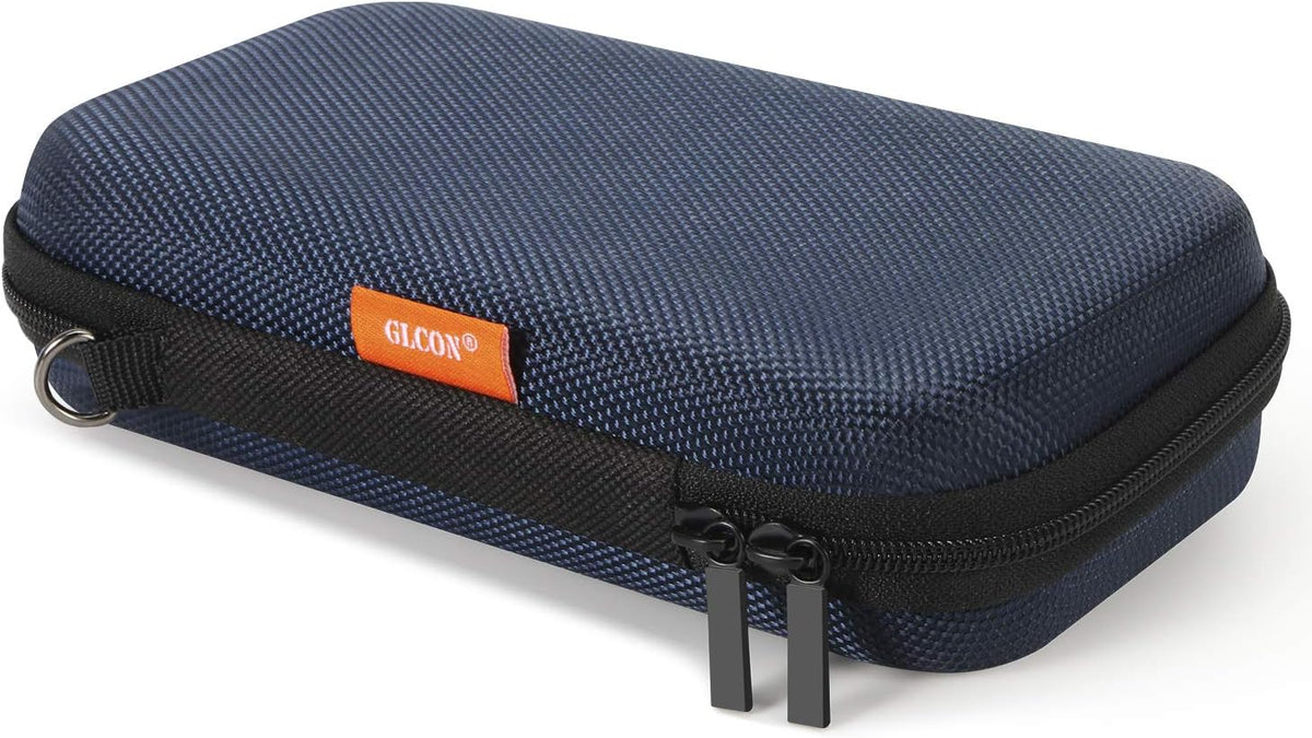 Hard EVA Protective Case - GLCON Portable Storage Case for Charging Cable, Power Bank, Hard Drive, Cell Phone, External Battery - Small Travel Case Mesh Inner Pocket + Zipper Enclosure (Grey Blue)