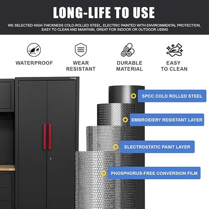 Garage Storage Cabinet System, 6-Pcs Garage Cabinets and Storage System Corner
