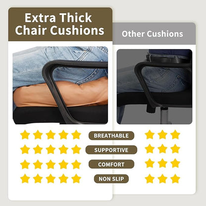 6 inch Extra Thick Seat Cushion, Technology Leather Chair Cushions for Office, Adult Booster Seat with Waterproof and Breathable, Suit for Car Seat, Desk Chair, 18 x 16 x 6 inch, Brown