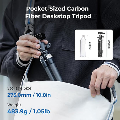 SmallRig Carbon Fiber Mini Desktop Tripod, 15.5'' / 39.5cm Compact Pocket