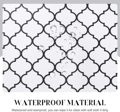 Glotoch Non Slip Shelf Liner 24 Inch Wide, Non Adhesive Drawer Liner, Waterproof Shelf Liners for Kitchen Cabinets/Refrigerator/Wire Shelving/Bathroom/Pantry-Heavy Duty, Durable, White Quatrefoil