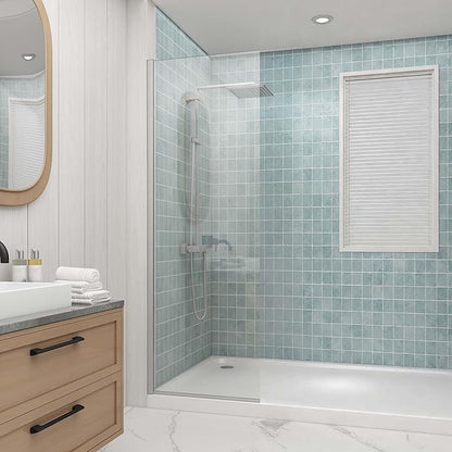 Sunrosa 24"×76" Shower Glass Panel, 8mm Thick Shower Screen, Brushed Nickel