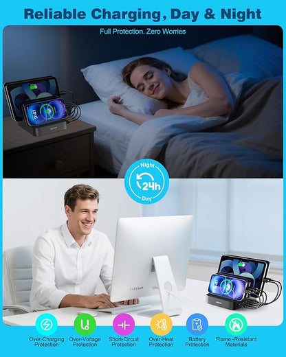 MSTJRY Charging Station for Multiple Devices : 5 Port Multi USB-A Charger