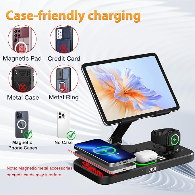 30W Charging Station for Apple Products, Foldable Wireless Charger