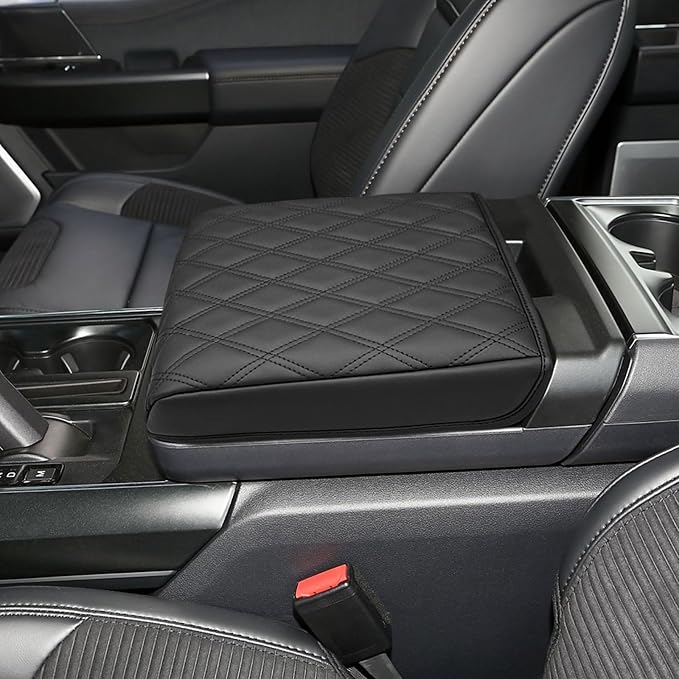Xaido Center Console Cover for 2021-2025 2026 Ford F150 & 2022-2025 2026 F150 Lightning Work Surface Console Accessories, Leather Armrest Protector Pad (Only fit for Work Surface Console)