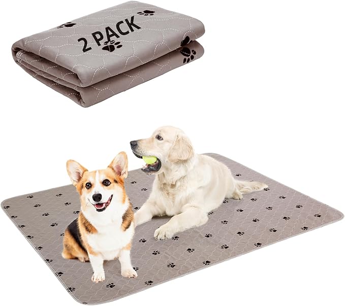 PUPTECK Washable Pee Pads for Dogs - 2 Pack 36" x 41" Waterproof Reusable Puppy Potty Training Pads Whelping Mat- Fast Absorption Non-Slip Pet Food Feeding Mat - Pad for Small Animals
