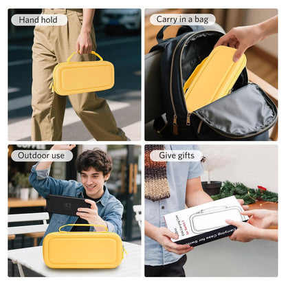 CoBak Large Capacity Carrying Case for Nintendo Switch 2 (2025) - 3 in 1 Accessories Bundle with 2 Screen Protectors, Thumb Grip Caps, 24 Game Cartridges, Hard Shell Portable Travel Pouch, Yellow