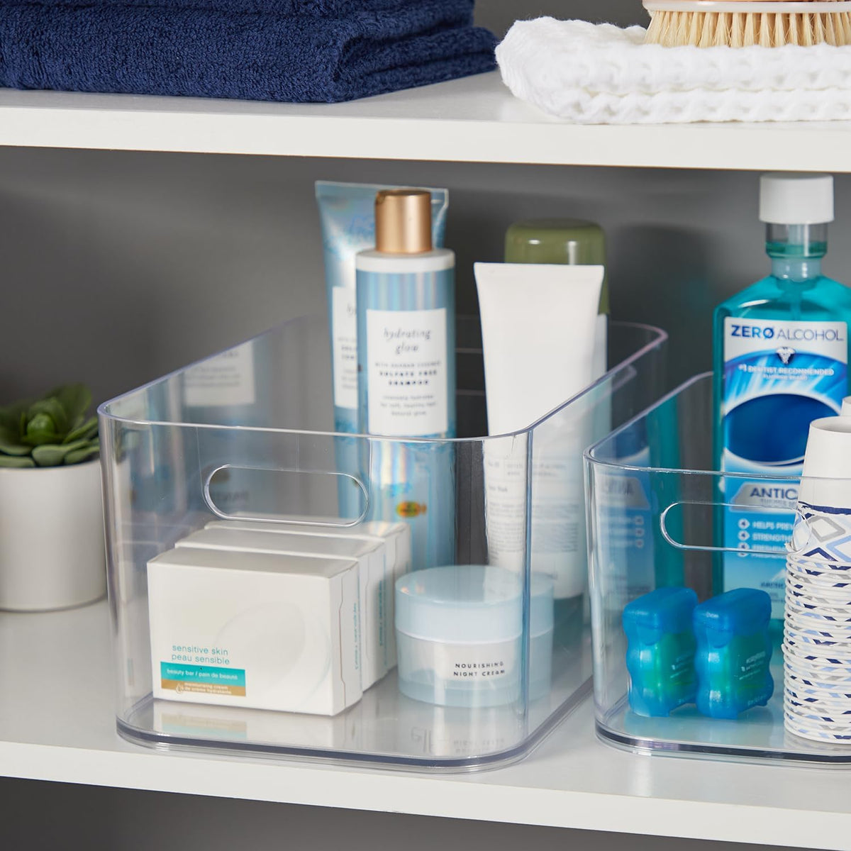 STORi Bliss XL Clear Plastic Storage Bin, Pantry Organizers & Storage Containers, Home Organization Must Haves for Kitchen, Laundry Room, Office, Closet, 12” x 8” Made in USA