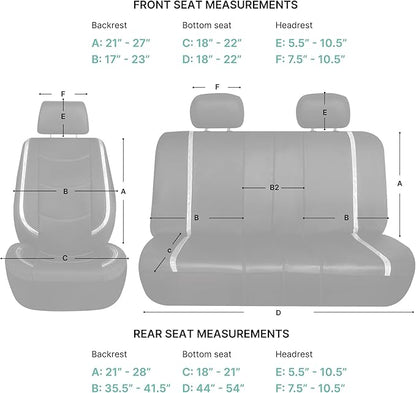 FH Group Full Set Faux Leather Car Seat Covers - Universal Fit, Low Back Front Seat Covers, Airbag Compatible, Split Bench Rear Seat Cover for SUV, Sedan Black