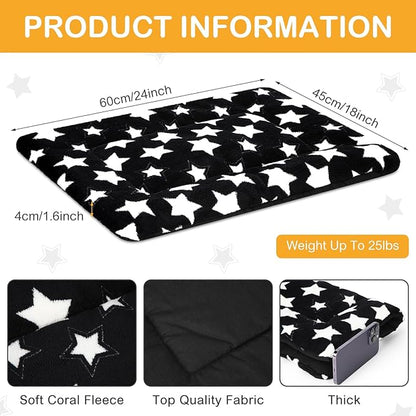 VitalCozy 4 Pcs Winter Dog Crate Pads, Ultra Soft Warm Washable Dog Cat Bed Mat for Pet Crate Comfortable Replaceable Reversible Kennel Pad for Small, Medium, Large Dogs(18 x 24 x 1.6 Inch,Black)
