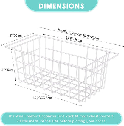 2Packs 16.5 inch Chest Freezer Organizer, Refrigerator Organizer Bins, Freezer Baskets with Handles, Metal Wire Baskets for Snacks, fruits, Potatoes, Meat