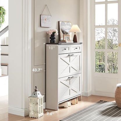 Shoe Storage Cabinet, Farmhouse Shoe Organizer