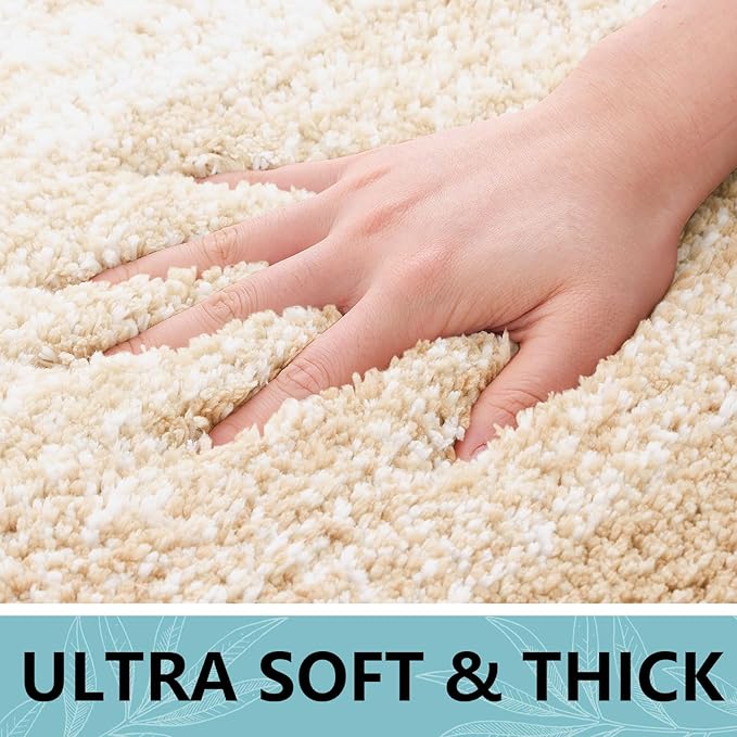 Arotive Microfiber Bathroom Rugs, Shaggy Soft and Absorbent Bath Rug, Non-Slip, Thick Plush Machine Washable Dry Bath Mats for Bathroom, Tub and Shower, 59x24, Camel, Rectangular