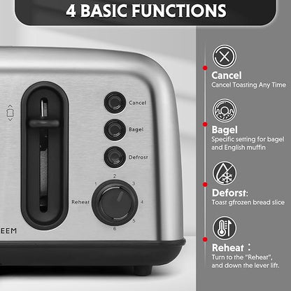 BUYDEEM DT440 4 Slice Toaster, Stainless Steel Toaster