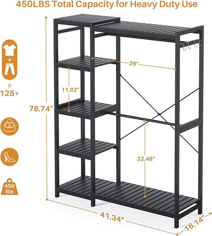 Homykic Bamboo Clothes Rack Garment Rack