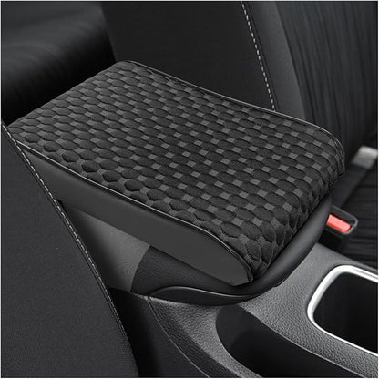 Cool Car Center Console Cushion Pad, Comfortable Ice Silk Car Armrest Cover, Breathable Vehicle Armrest Seat Box Pad Memory Foam, Auto Interior Protection Accessories, Universal for Summer (Black)