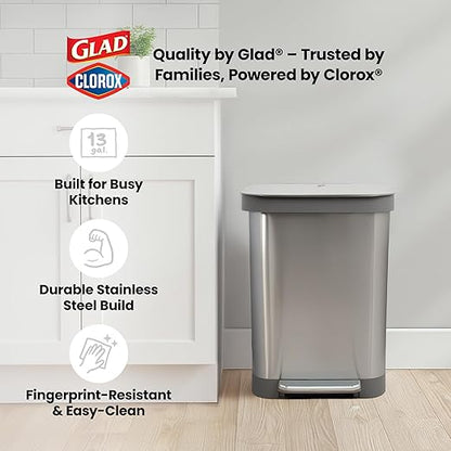 Glad Stainless Steel Step Trash Can, Series 2