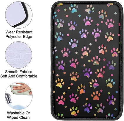 Colorful Dog Paws Arm Rest Car Car Center Console Cover Auto Console Armrest Cover Easy to Install Universal Cars Interior Accessories Cars Arm Rest Cover 12.3 x 7.5 Inch