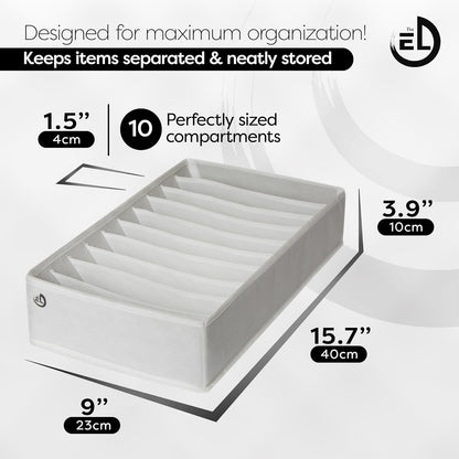 Drawer Organizer Clothes - 3 Set Multipurpose Dresser Drawer Organizer for Adults & Kids, Closet Foldable 10 Cells per Organizer - Non-Woven Fabric, T-Shirts, Baby Clothes, Shorts Organizer - White