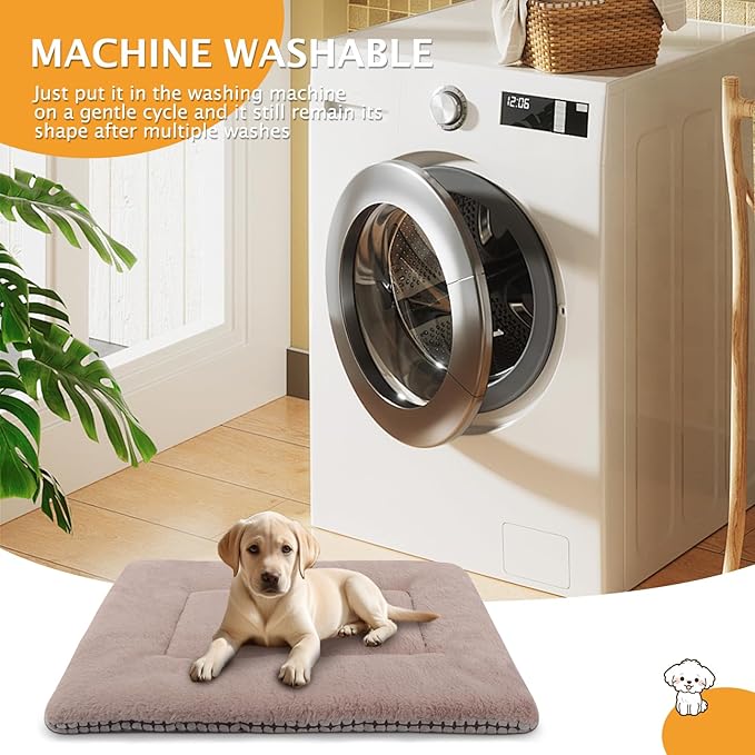 Vetasac Reversible Dog Bed Mat with Plush and Corn Velvet,Soft Warm Pet Cushion, Dual Purpose Washable Sleeping Mattress Bed for Small Medium Large Dog and Cat XB004 (18 * 13", Khaki)