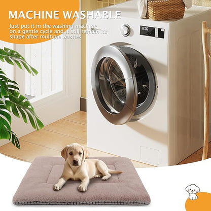 Vetasac Reversible Dog Bed Mat with Plush and Corn Velvet,Soft Warm Pet Cushion, Dual Purpose Washable Sleeping Mattress Bed for Small Medium Large Dog and Cat XB004 (18 * 13", Khaki)