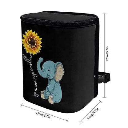 DISNIMO Sunflower Car Trash Can Easy-to-Install Car Accessory Interior, Cartoon Elephant Leak-Proof Car Garbage Can Bin Organizer Storage Bag for The Back Seat of Any Cars, Sedans, SUVs & Trucks