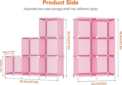 HOMIDEC 6-Cube Storage Shelf, Storage Bookcase Bookshelf with Metal Hammer, Storage Cubes Organizer Cabinet for Kids, Closet, Bedroom, Bathroom, (11.8x11.8x11.8 inch), Light Pink