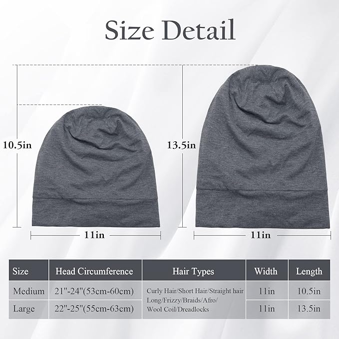 OLESILK Mulberry Silk Bonnet for Women, Unisex Adjustable Sleep Cap, Real Silk Hair Wrap, Pearl Grey
