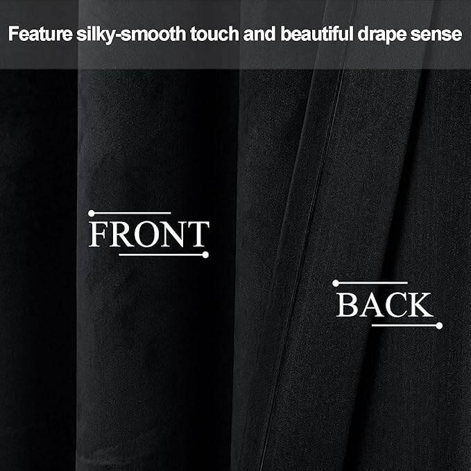 JIUZHEN Blcak Velvet Curtains for Living Room