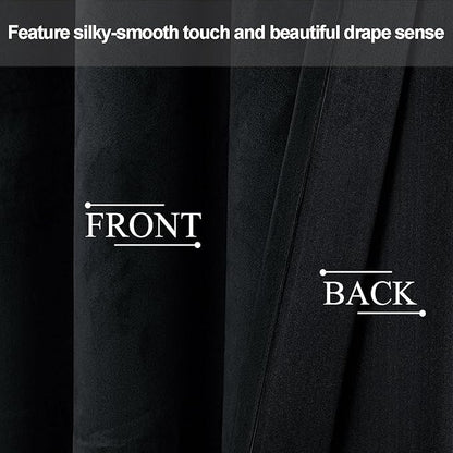 JIUZHEN Blcak Velvet Curtains for Living Room
