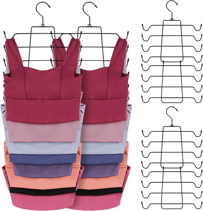 ZEDODIER 4 Pack Tank Top Hanger Space Saving, Bra Hangers for Closet Organizer, Hanging Bra Organizer Tank Tops Holder with 32 Hooks, Metal Closet Organizers and Storage Small Space Solutions, Black